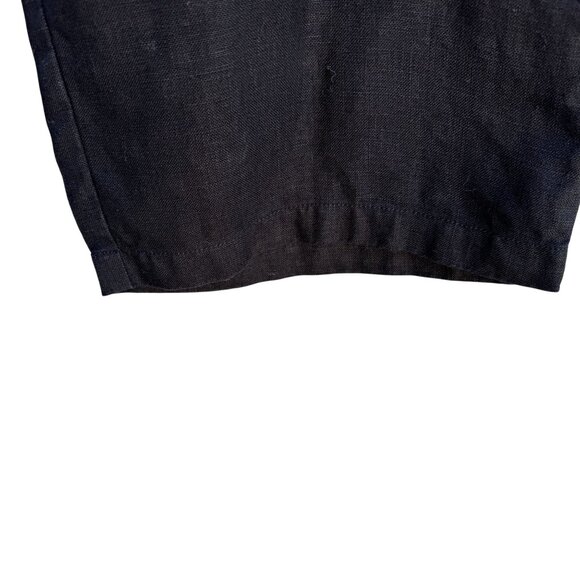 Eileen Fisher Black Relaxed Linen Blend Cropped Pants With Hidden Side Zipper L - Picture 6 of 7